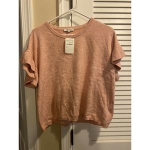 Madewell Marled Heather Pink Sweater Ruffle Tee M
